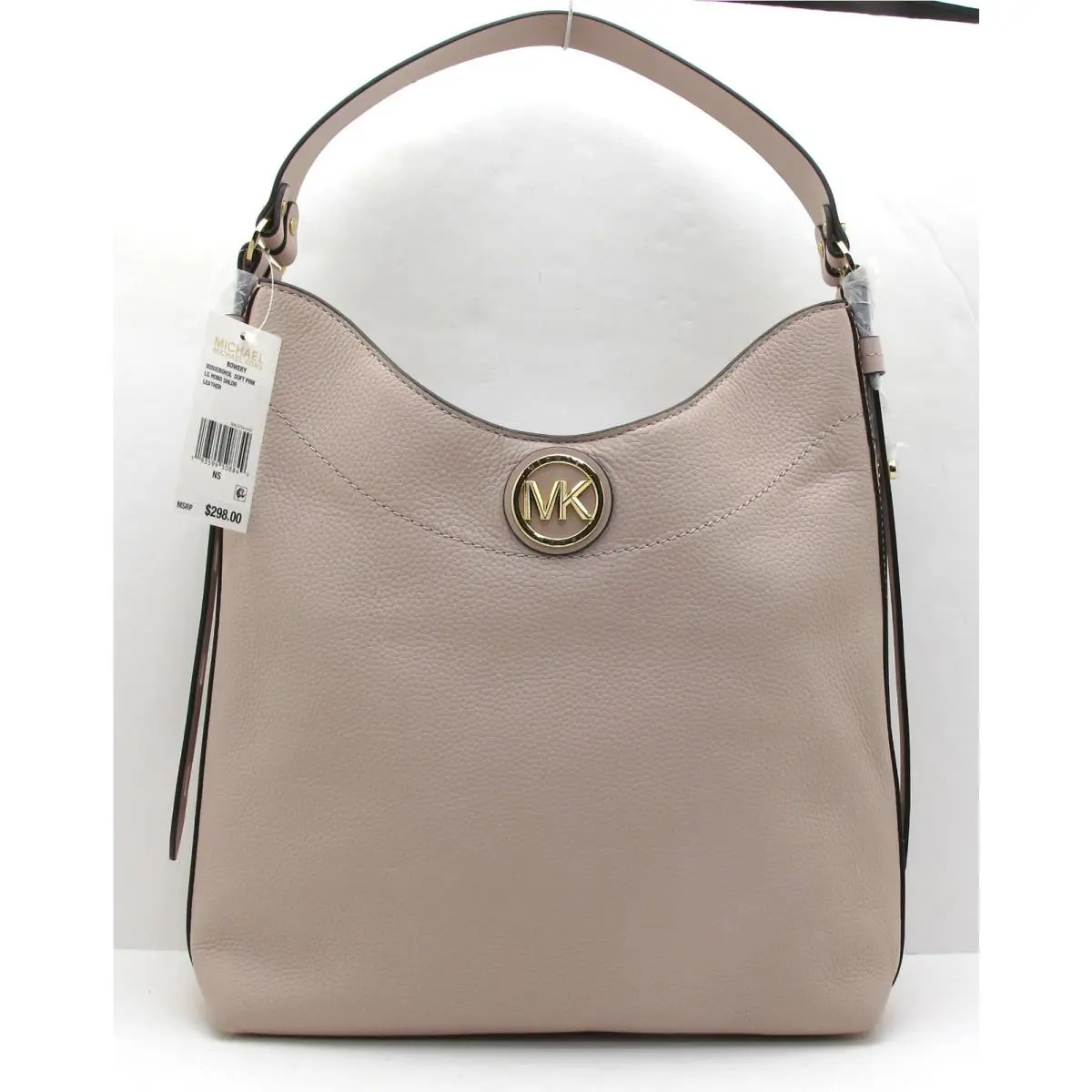 Michael Kors Bowery Pebbled Leather Large Shoulder Hobo Soft Pink