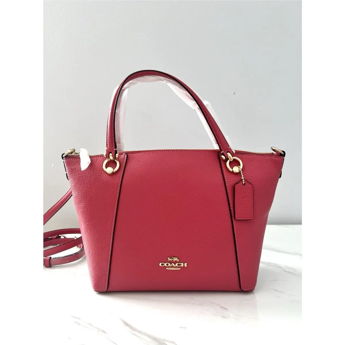 Coach Leather Kasey Satchel Crossbody Bag Purse Strawberry Haze