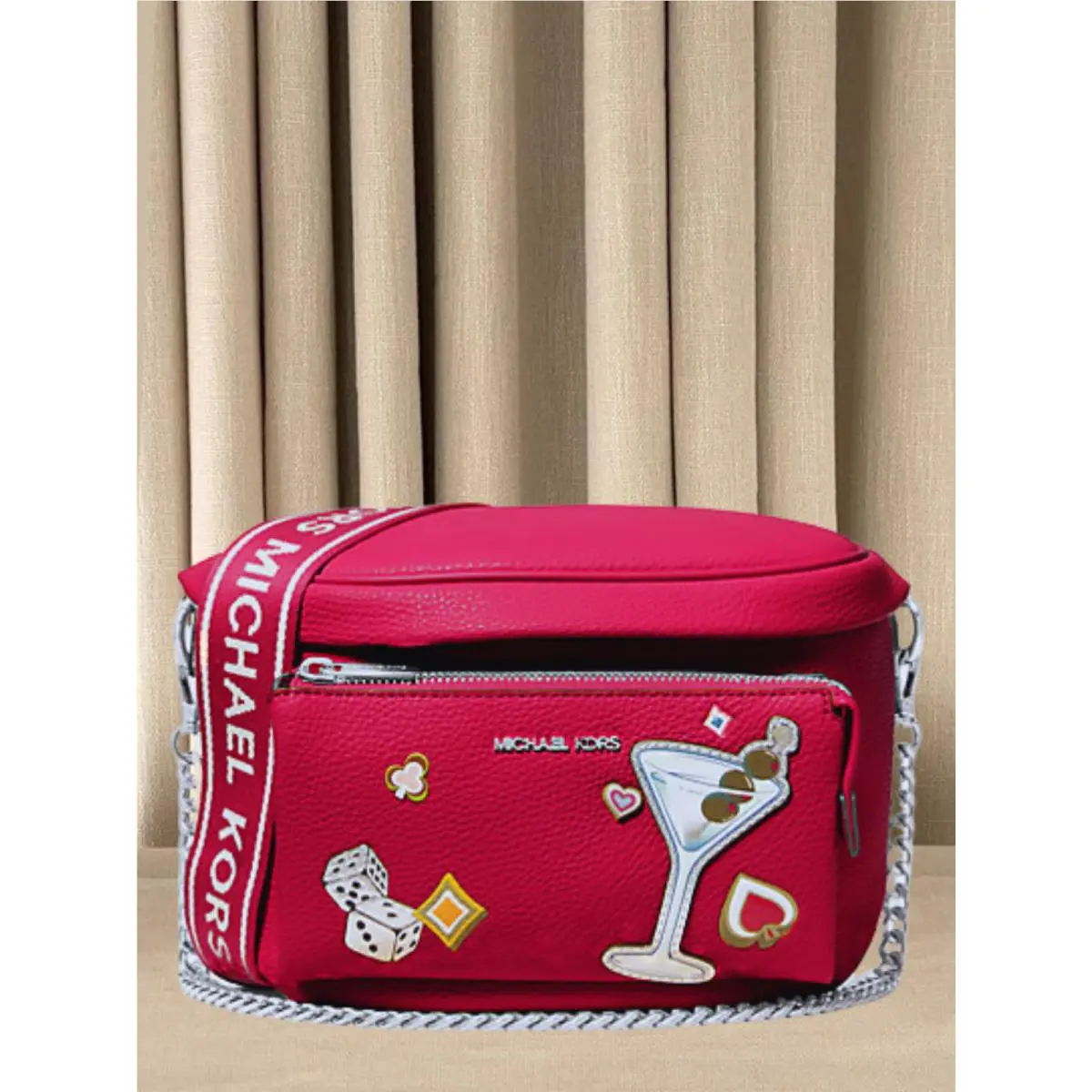 Michael Kors Slater Medium Embellished Sling Pack Crossbody Bag Dark Raspberry