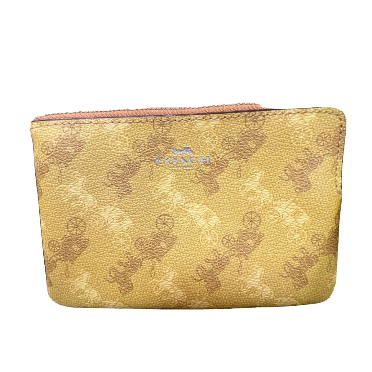 Yellow Coach Wristlet with Coach Print