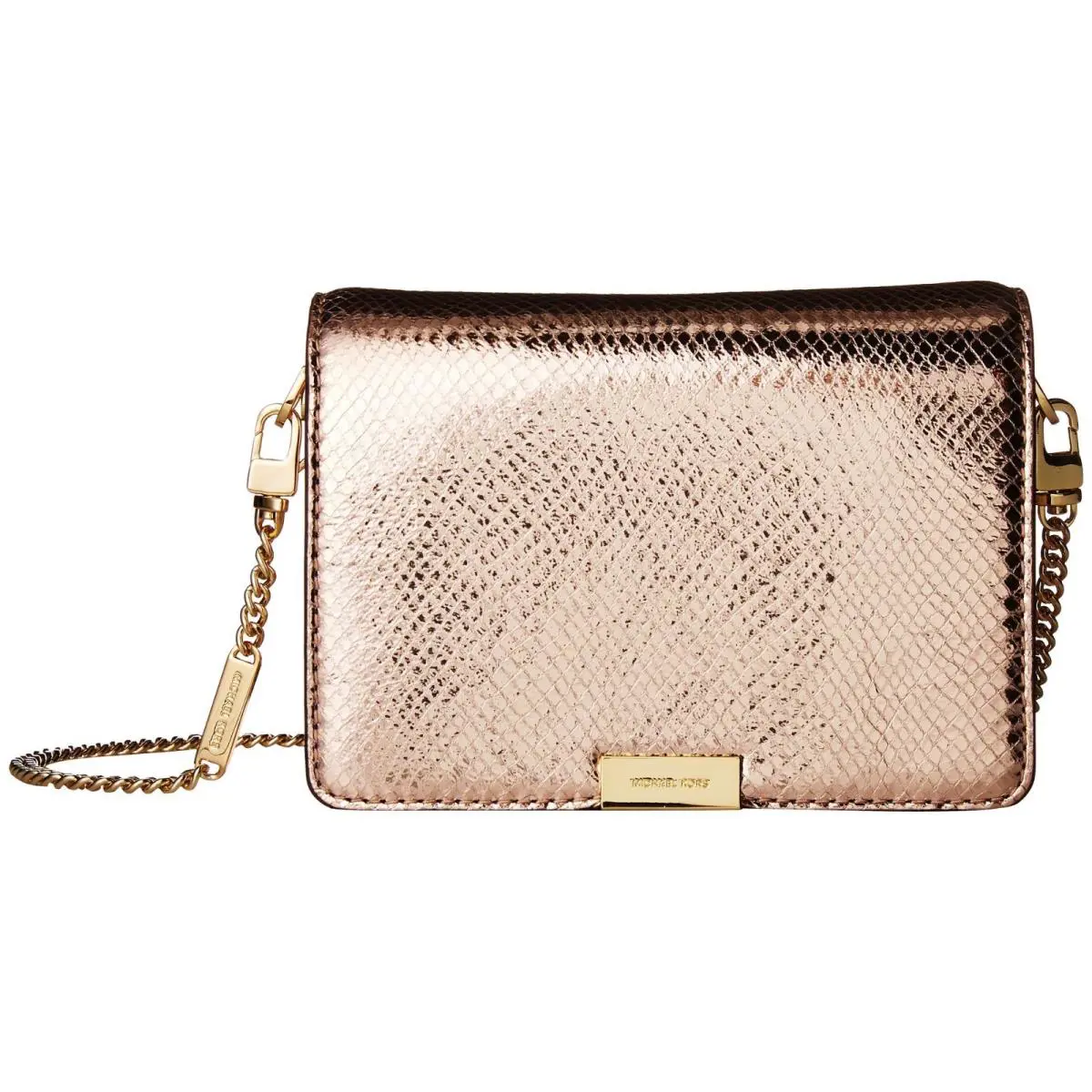 Jade-soft Pink Medium Gusset Embossed Leather Clutch by Michael Kors