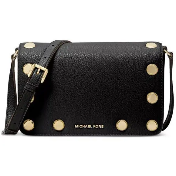 Michael Kors Holly Small Flap Crossbody Bag Black Saffiano