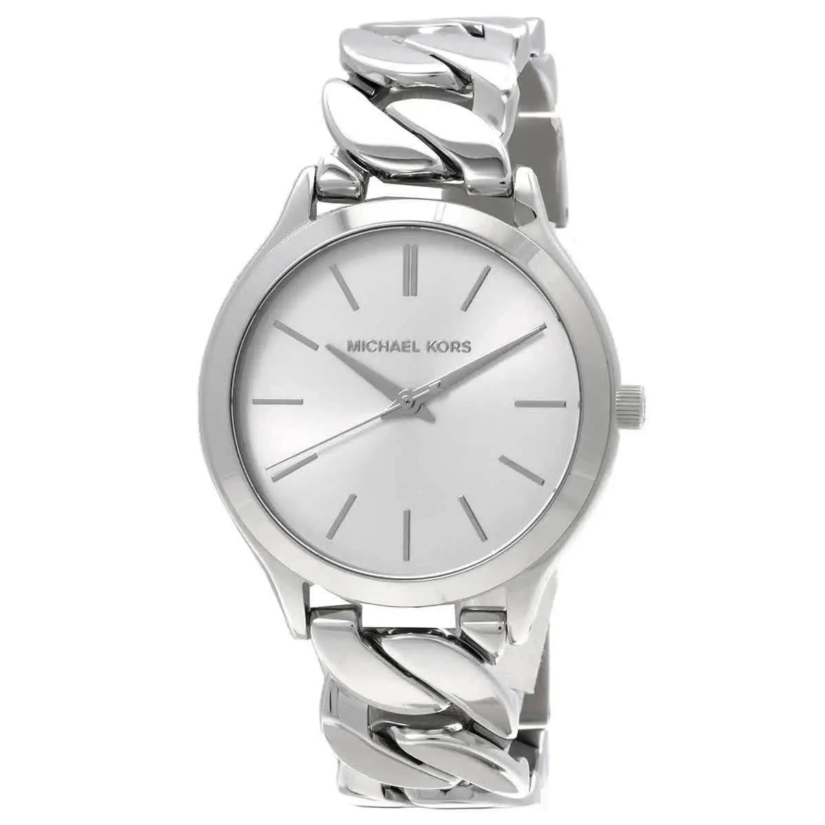 Michael Kors Slim Runway Quartz White Dial Ladies Watch MK7474 - White, Dial: White, Band: Silver-tone
