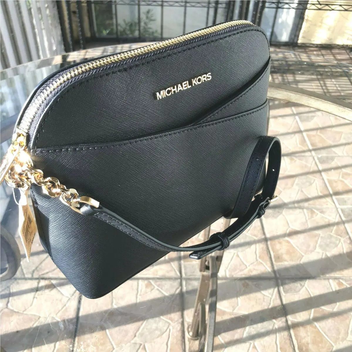 Michael Kors Leather Black Crossbody Bag Handbag Shoulder Messenger Purse Women