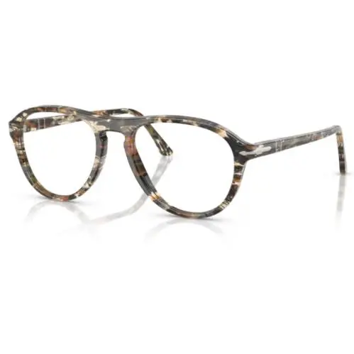 Persol 0PO 3371V Lynn 1221 Amber Brown/pirate Black Soft Square Men`s Eyeglasses