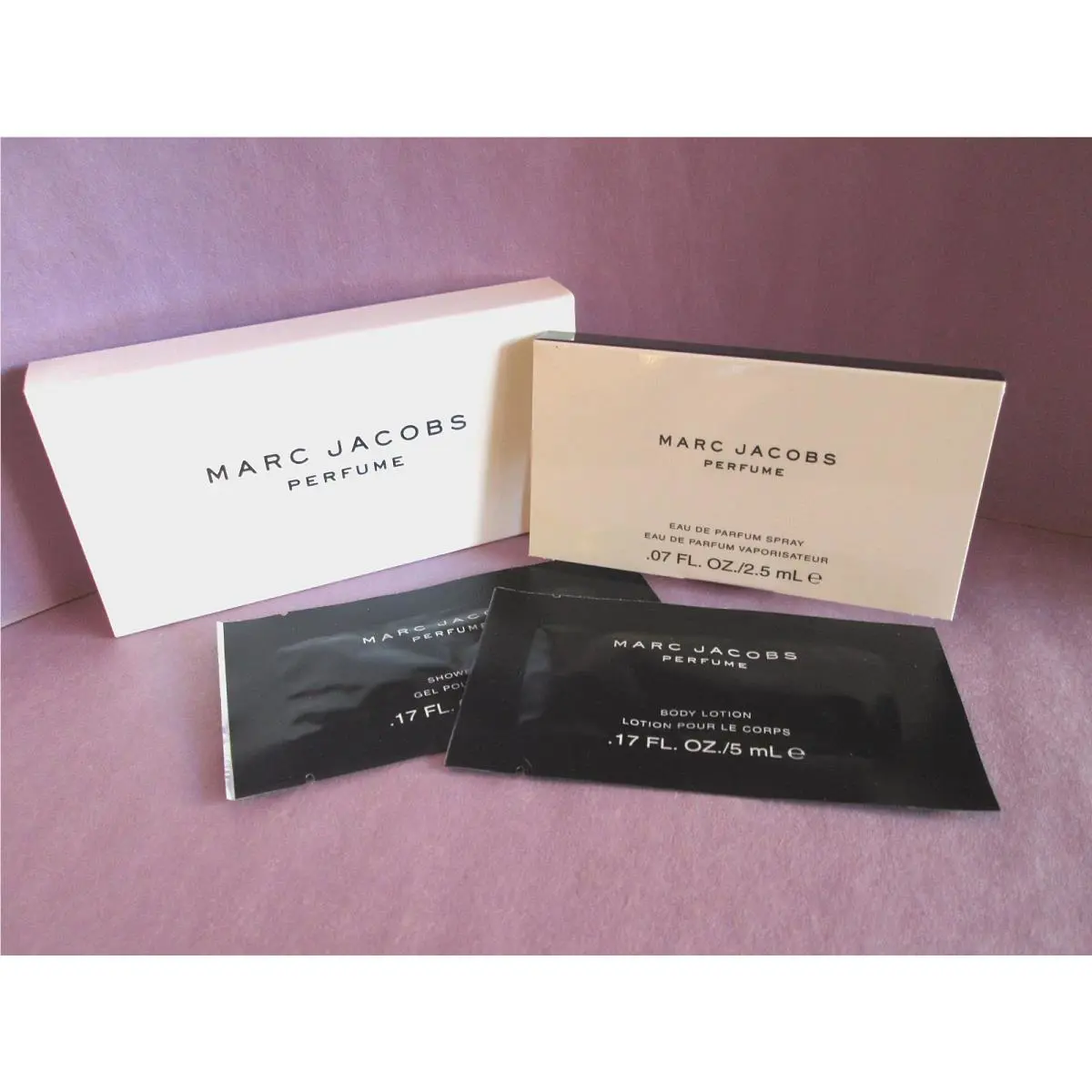 Marc Jacobs Perfume Vintage Spray Sample 2.5 ml Body Lotion Shower Gel Packets
