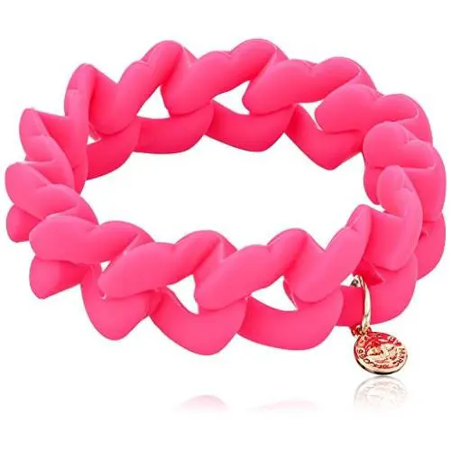 Marc Jacobs Knockout Pink Haute Mess Rubber Turn Lock Stretch Bracelet