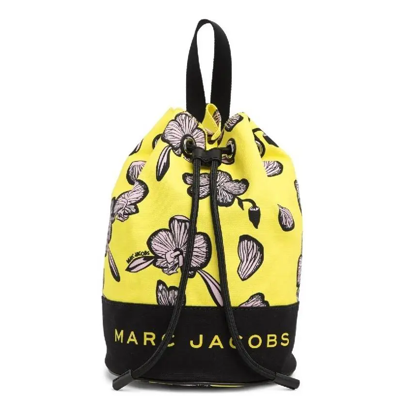 Marc Jacobs Women’s Bucket Shoulder Bag Color Yellow Multi Canvas H12.5xW8xD8