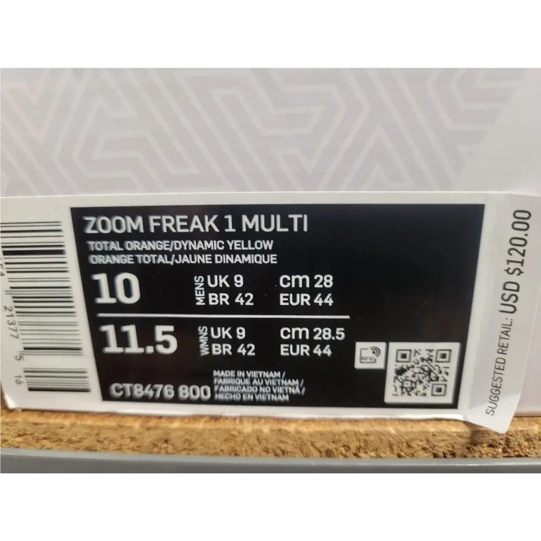 Nike shoes Zoom Freak - Total Orange Dynamic Yellow 10