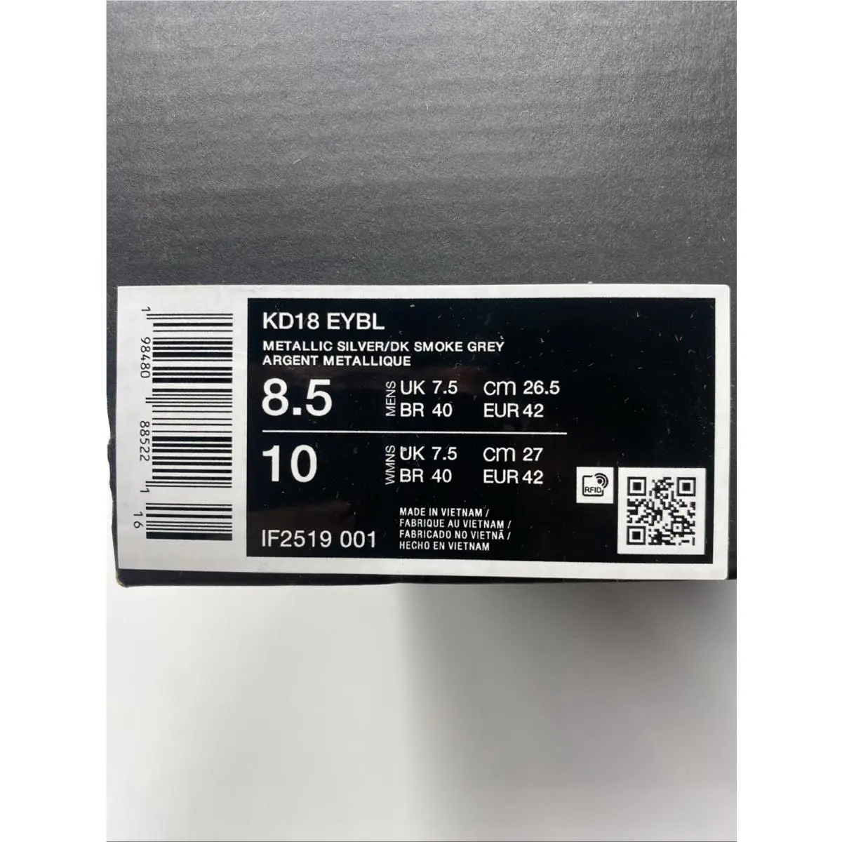 Nike shoes - KD18 - IF2519 001 - Metallic Silver/DK Smoke Grey (UPC: 198480885221) 6