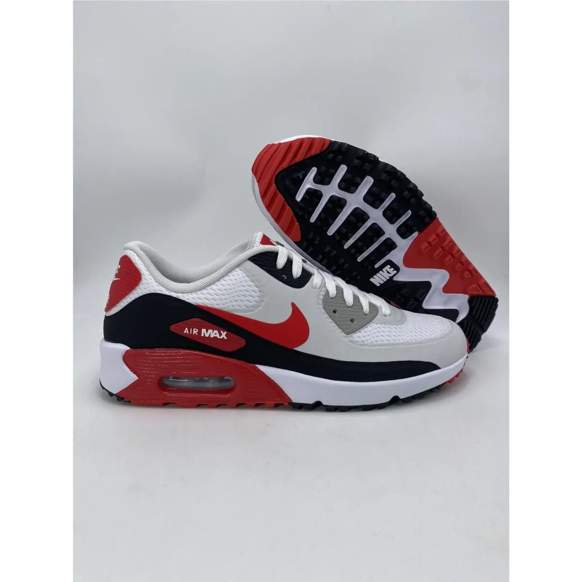 Nike Air Max 90 `fire Red` Black White Golf Shoes Size 11.5 DX5999-162