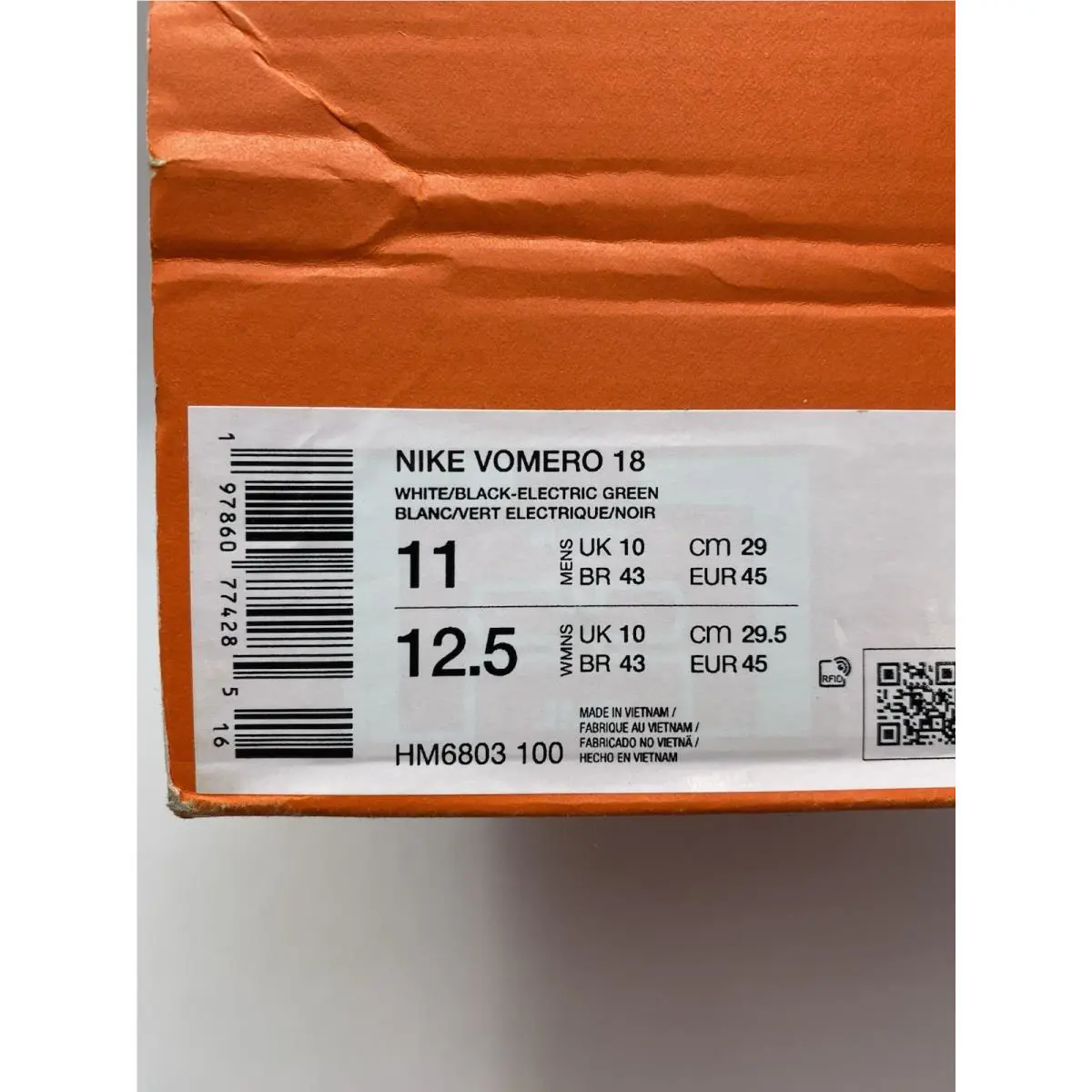 Nike shoes - Nike Vomero 18 - Vomero - HM6803 100 - White/Black-Electric Green (UPC: 197860774285) 6