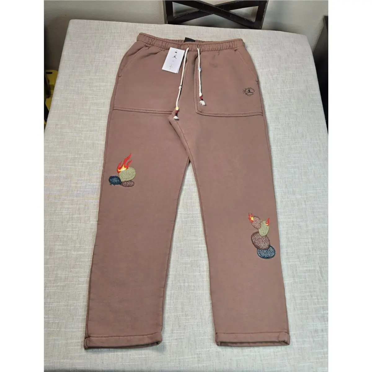Nike Air Jordan x Cactus Jack Jogger Pants Large Mens Brown Fleece Travis Scott