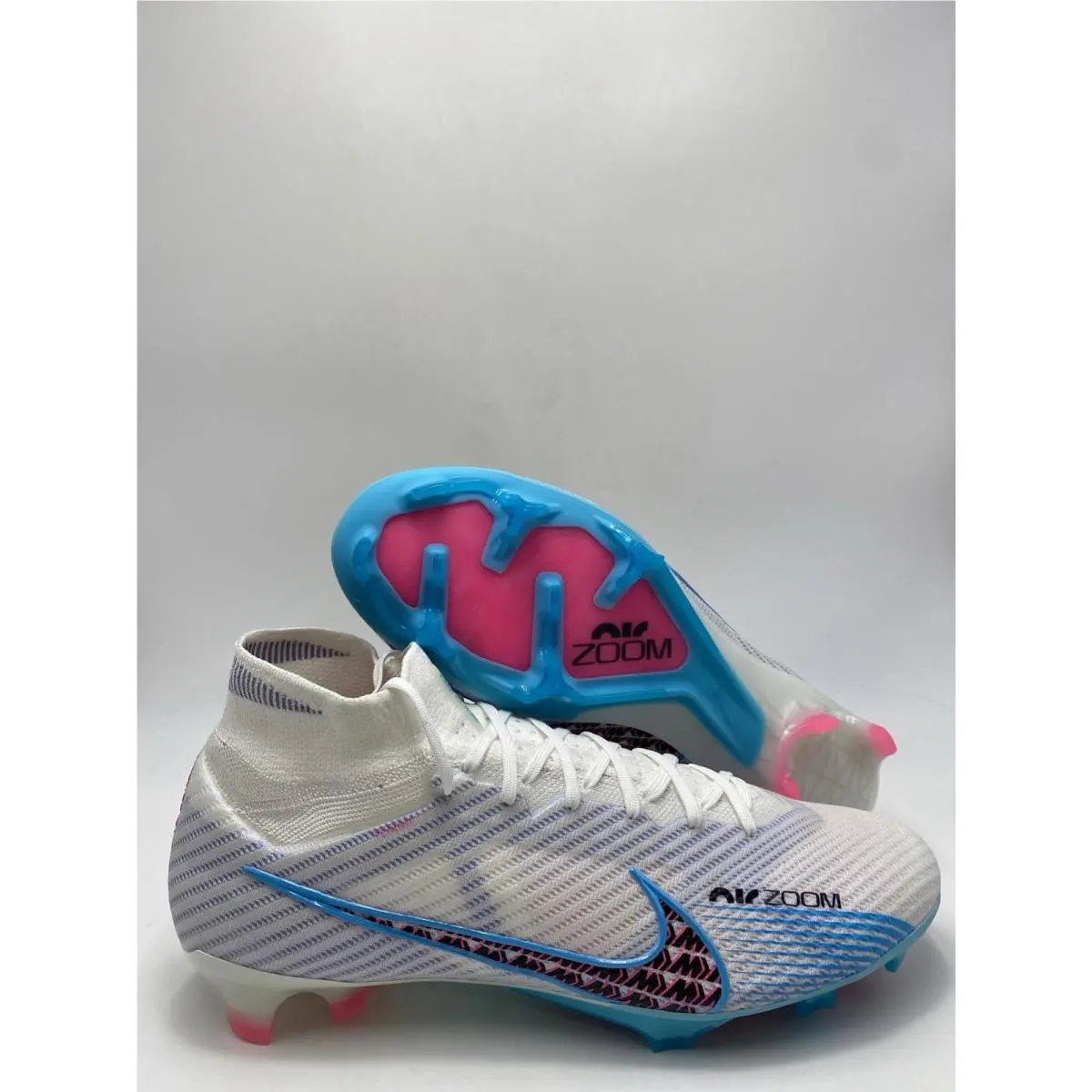 Nike Zoom Superfly 9 Elite FG P White Blue Pink FD0241 146 Men`s Size 10