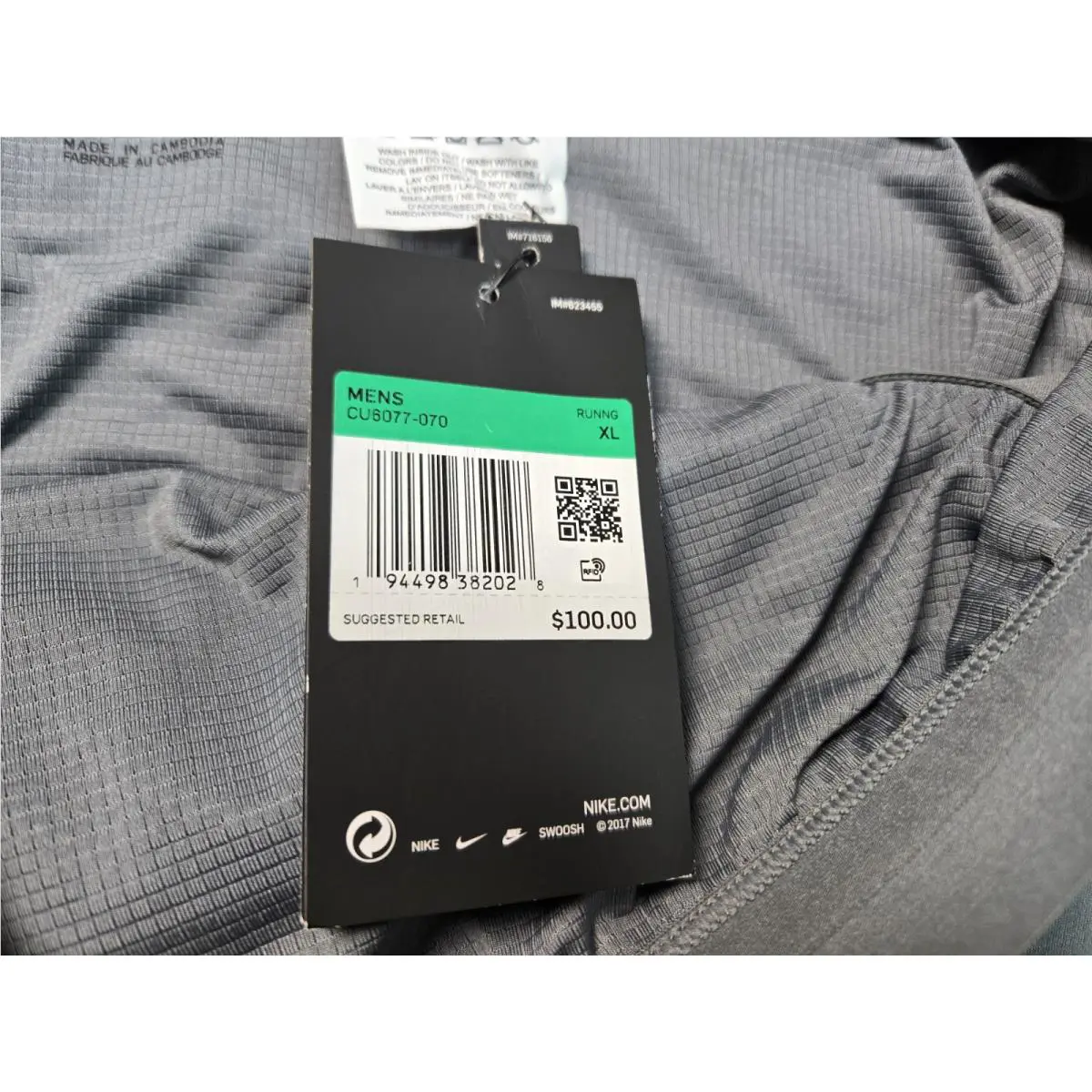 Nike clothing - NIKE Shield Running Tights Pants Reflective - CU6077-070 - Gray Black 8