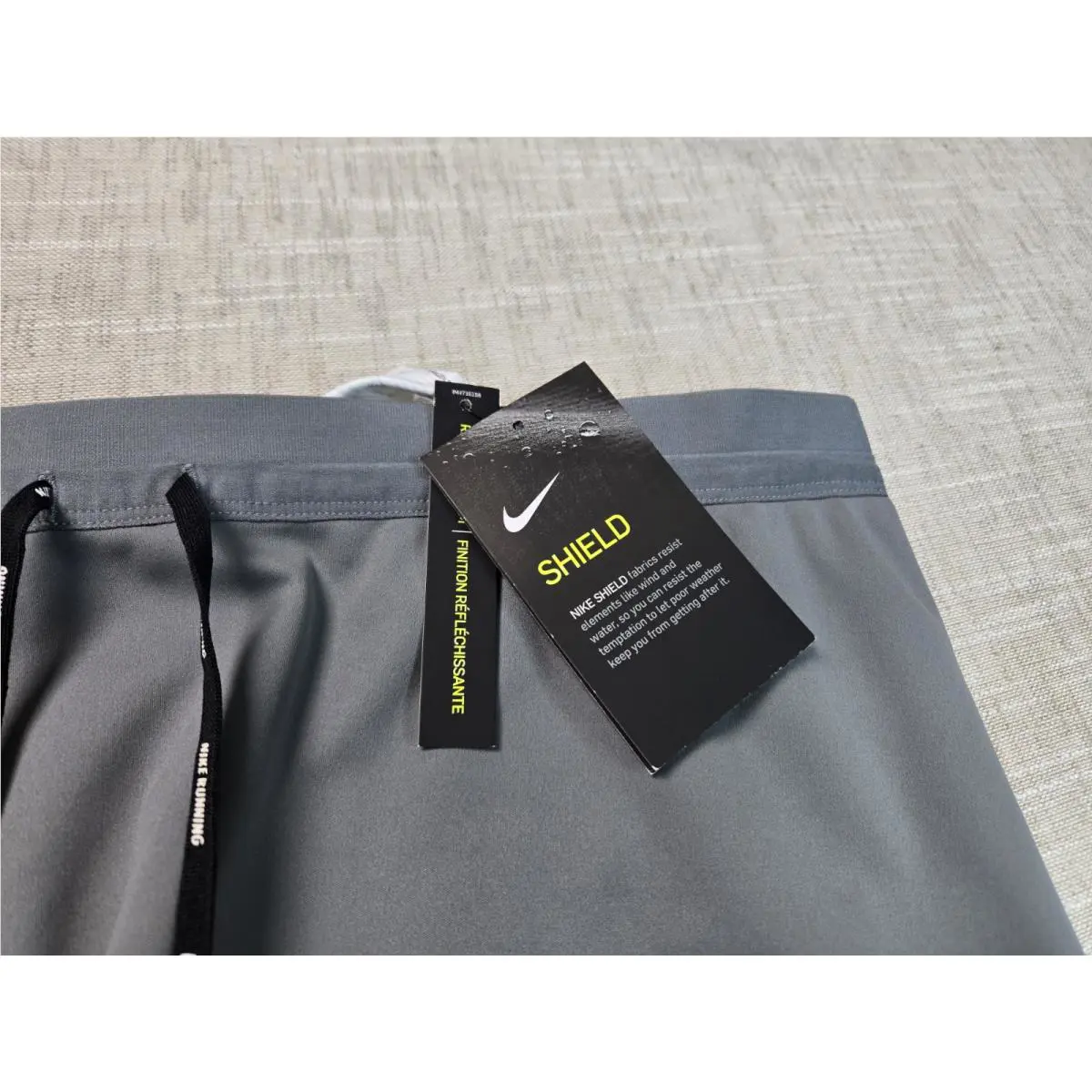 Nike clothing - NIKE Shield Running Tights Pants Reflective - CU6077-070 - Gray Black 7