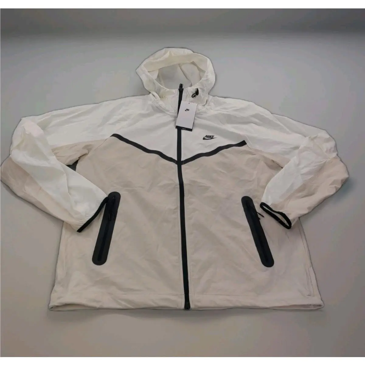 Tech Woven Windrunner Jacket Men M Sail Black Loose Fit HM7151-104 by Nike
