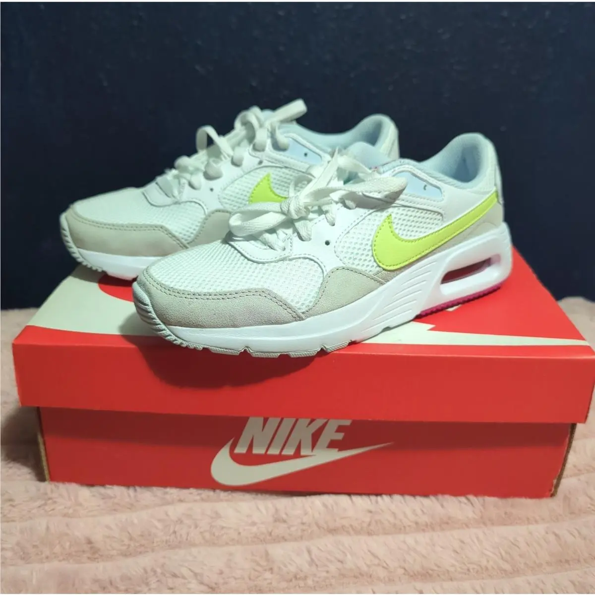 Nike Air Max SC Women Size 7 White Lime Green Pink FQ8886-100 Sneakers - White