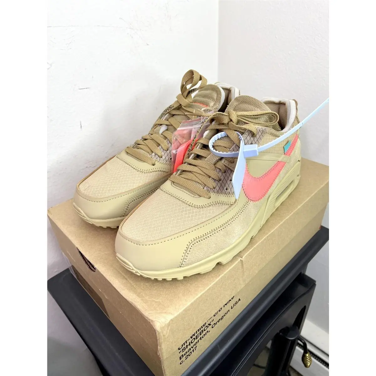 Size 9.5 Nike Air Max 90 x Off-white Desert Ore 2019 AA7293-200 Ship Today