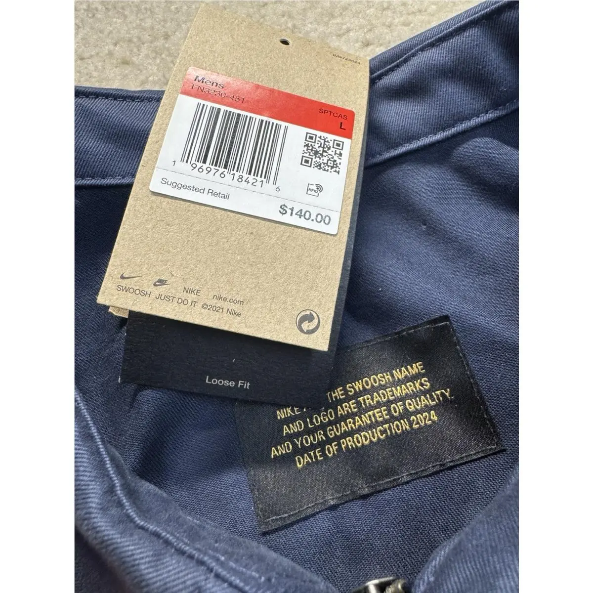 Nike clothing - Nike Life Harrington - Life Harrington - FN3230 - Blue (UPC: 197597286532) 2