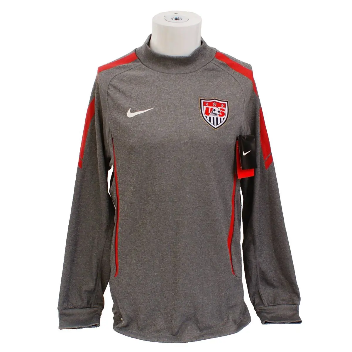Nike Men`s S Gray US Soccer Long Sleeve Shirt Dri Fit Stay Warm