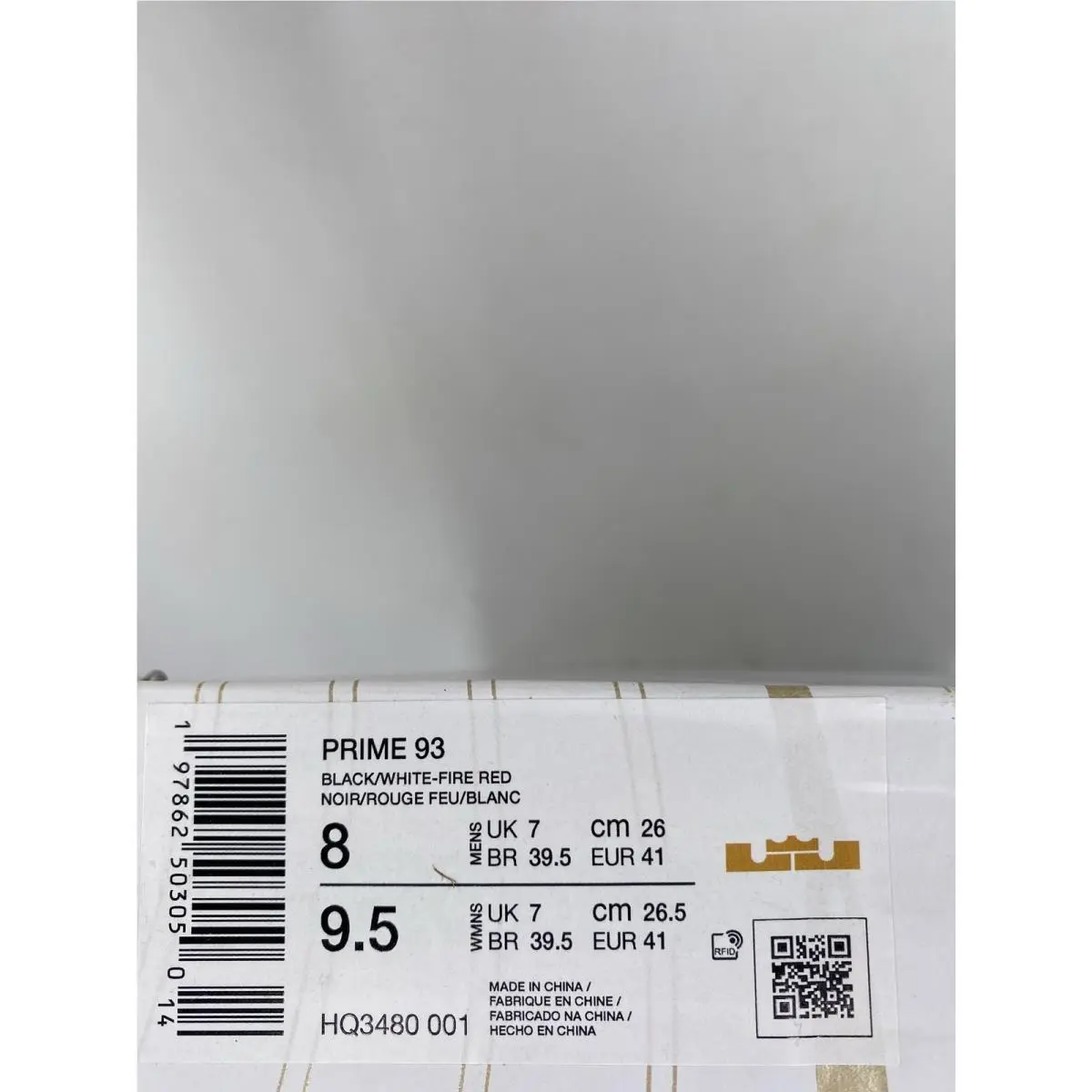 Nike shoes - Nike Prime 93 - Prime - HQ3480 001 - Black/White-Fire Red (UPC: 197862503050) 8