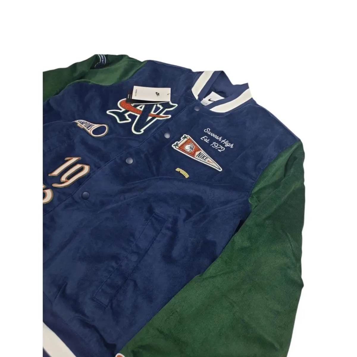 Nike clothing - Nike NSW Corduroy Bomber Jacket - FQ6159-410 - Blue/Green (UPC: 0196974088516) 2