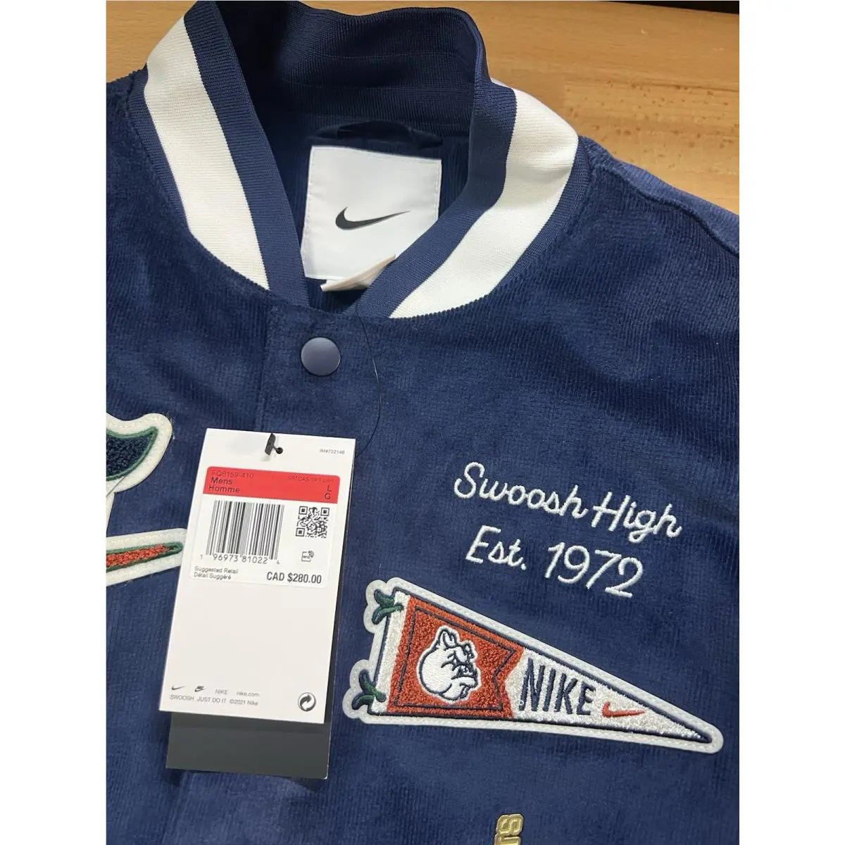 Nike clothing - Nike NSW Corduroy Bomber Jacket - FQ6159-410 - Blue/Green (UPC: 0196974088516) 4