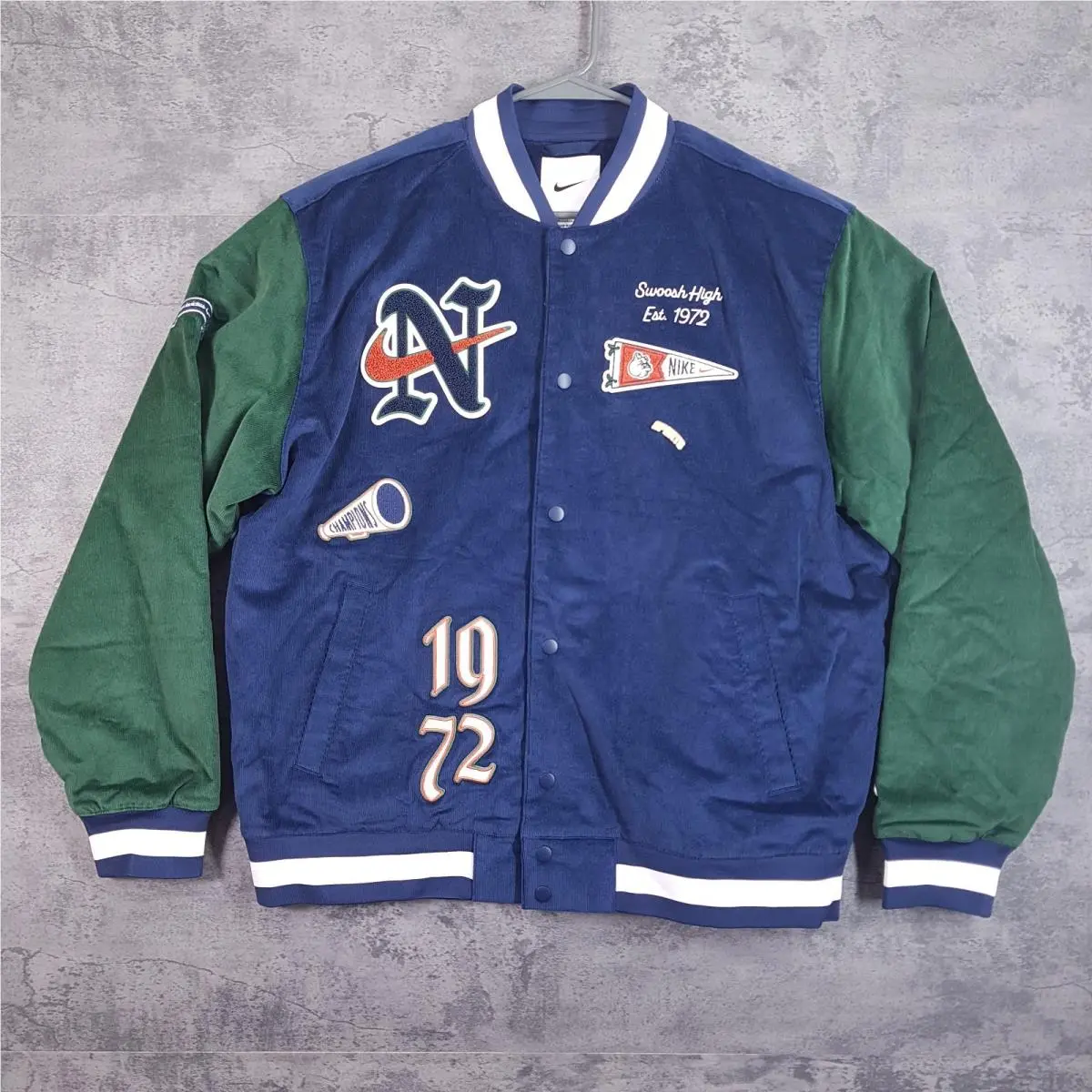 Nike Nsw Corduroy Bomber Jacket FQ6159-410 Blue/green Men’s Size Large Rare