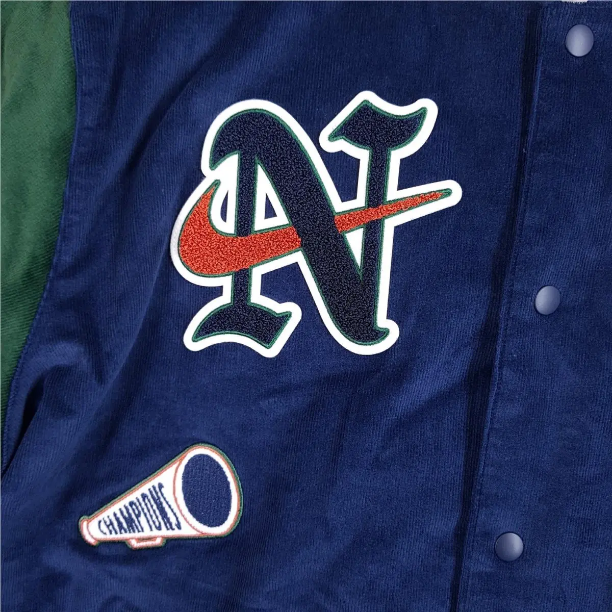 Nike clothing - Nike NSW Corduroy Bomber Jacket - FQ6159-410 - Blue/Green (UPC: 0196974088516) 2