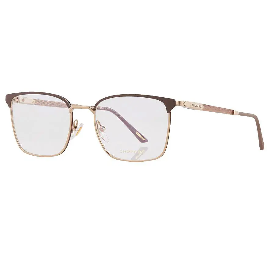Chopard Demo Square Men`s Eyeglasses VCHG06 02A8 52 Brown Gold Frame - Frame: Gold