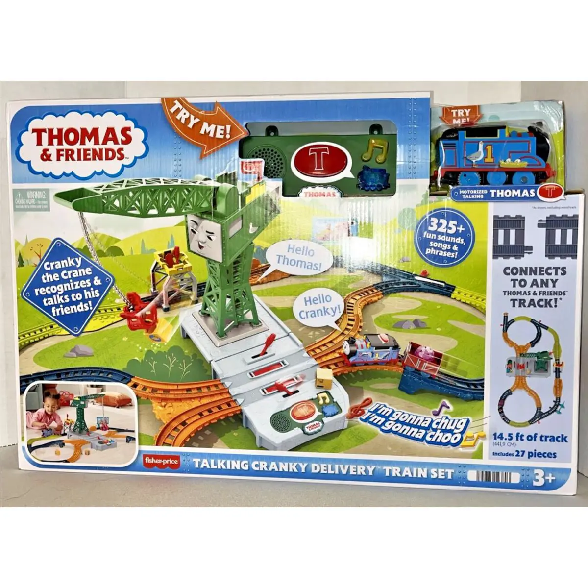 Thomas Friends Motorized Train Set Talking Cranky Delivery Set 27 Pieces