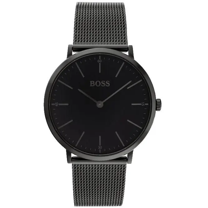 Hugo Boss 1513542 Black Dial Black Stainless Steel Mesh Bracelet 40MM Mens Watch