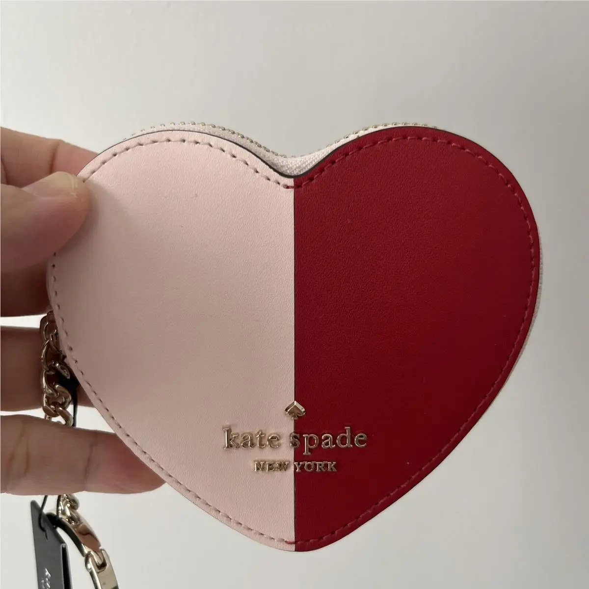 Kate Spade Heart Love Shack Pink Red Coin Purse Key Ring Key Fob
