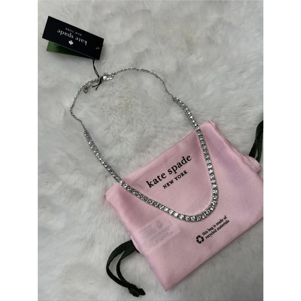 New Kate Spade Tennis Necklace Silver/clear