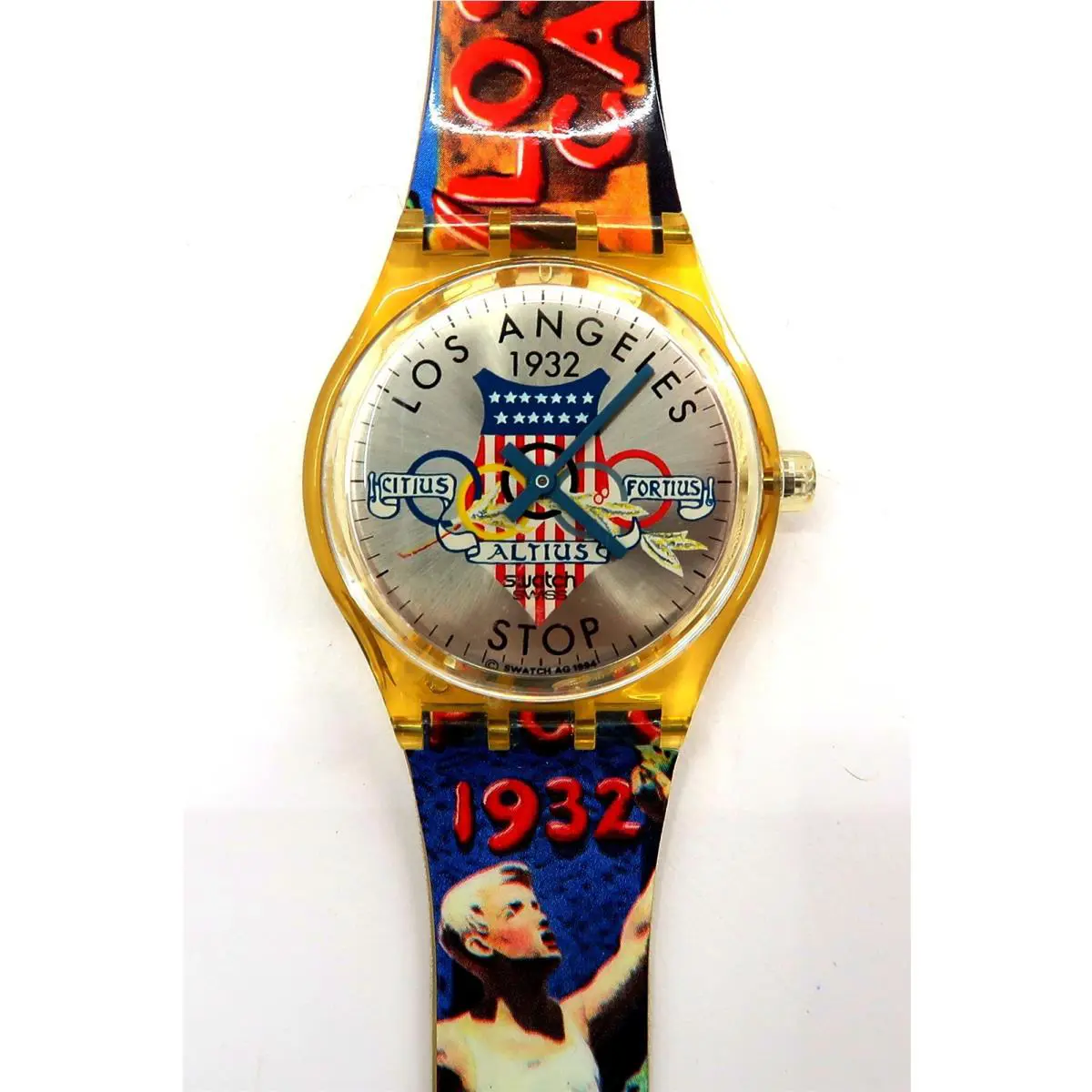 In Case 1996 Atlanta Olympics Swatch Watch – 1932 Los Angeles Olympic Design