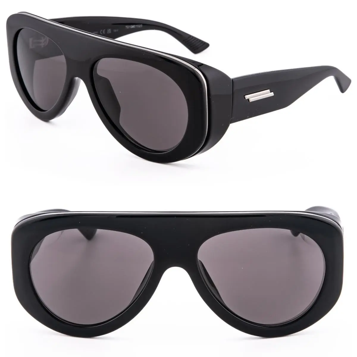 Bottega Veneta 1362 BV1362S Scudo Black Ribbon Unisex Bold Mask Sunglasses 001
