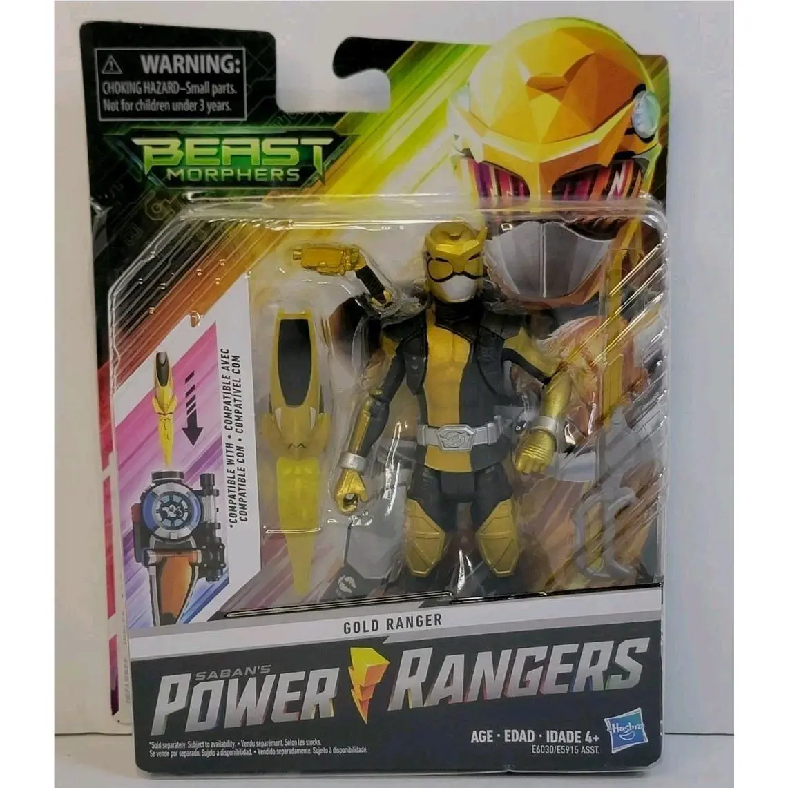 Hasbro Power Rangers Beast Morphers Gold Ranger 6in Action Figure