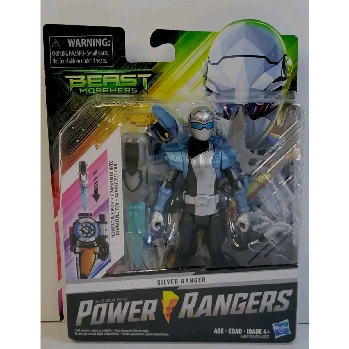 Hasbro Power Rangers Beast Morphers Silver Ranger 6in Action Figure