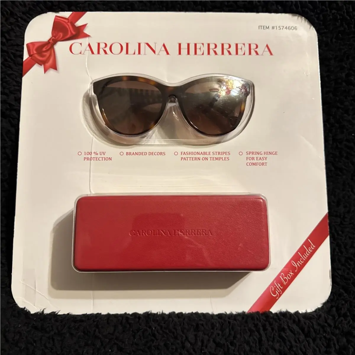 Carolina Herrera Women`s Sunglasses Full Rim Red Case In Packaging. Pec