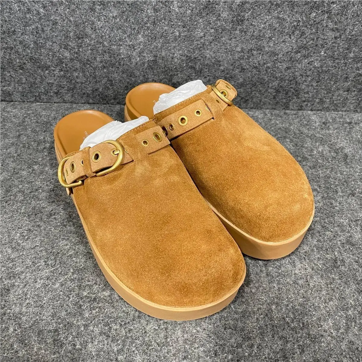 Rag Bone Geo Platform Mules Women`s Size 8.5 Brownwood Suede