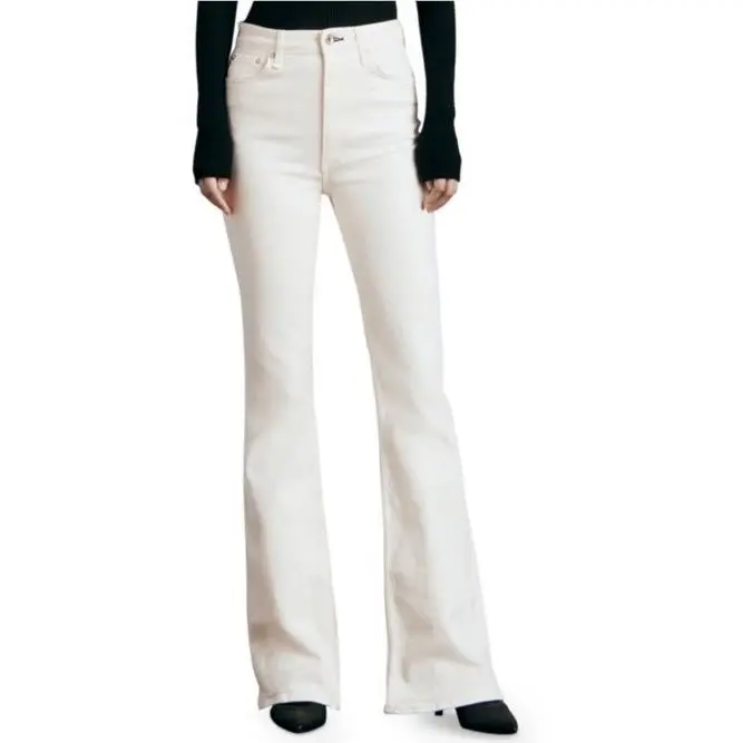 Rag Bone Casey High Rise Flare Jeans In Ecru Size 31 - Ecru