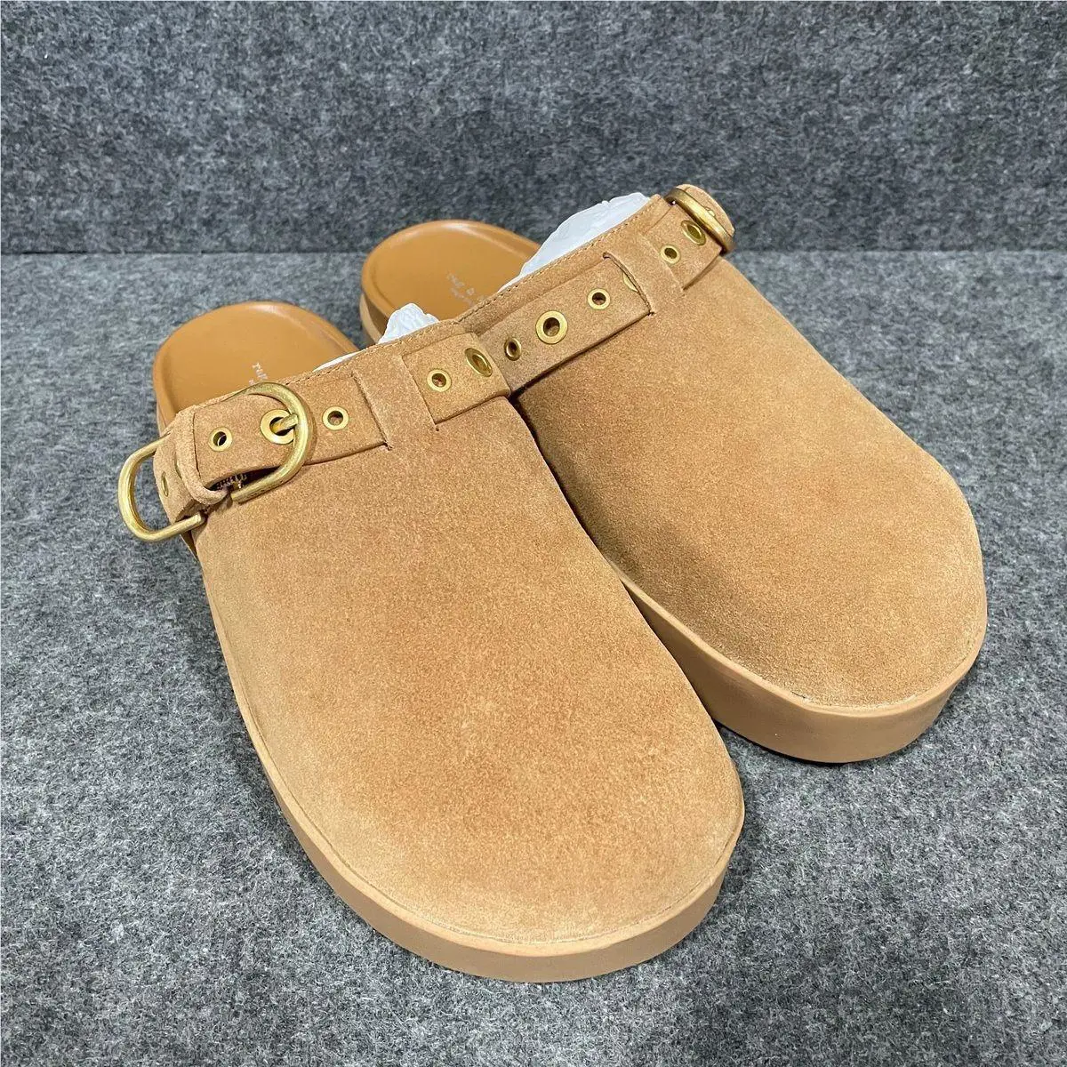 Rag Bone Geo Platform Mules Women`s Size 10 Brownwood Suede