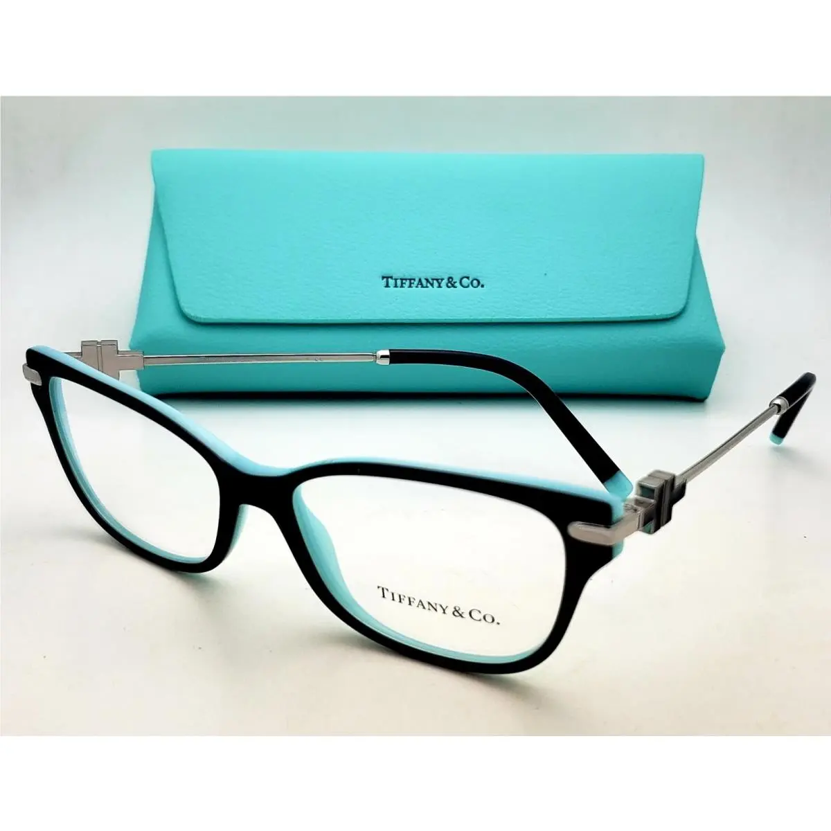 Tiffany Co. Eyeglasses TF 2207 8055 54-15 Black Blue Frames W/silver Temples