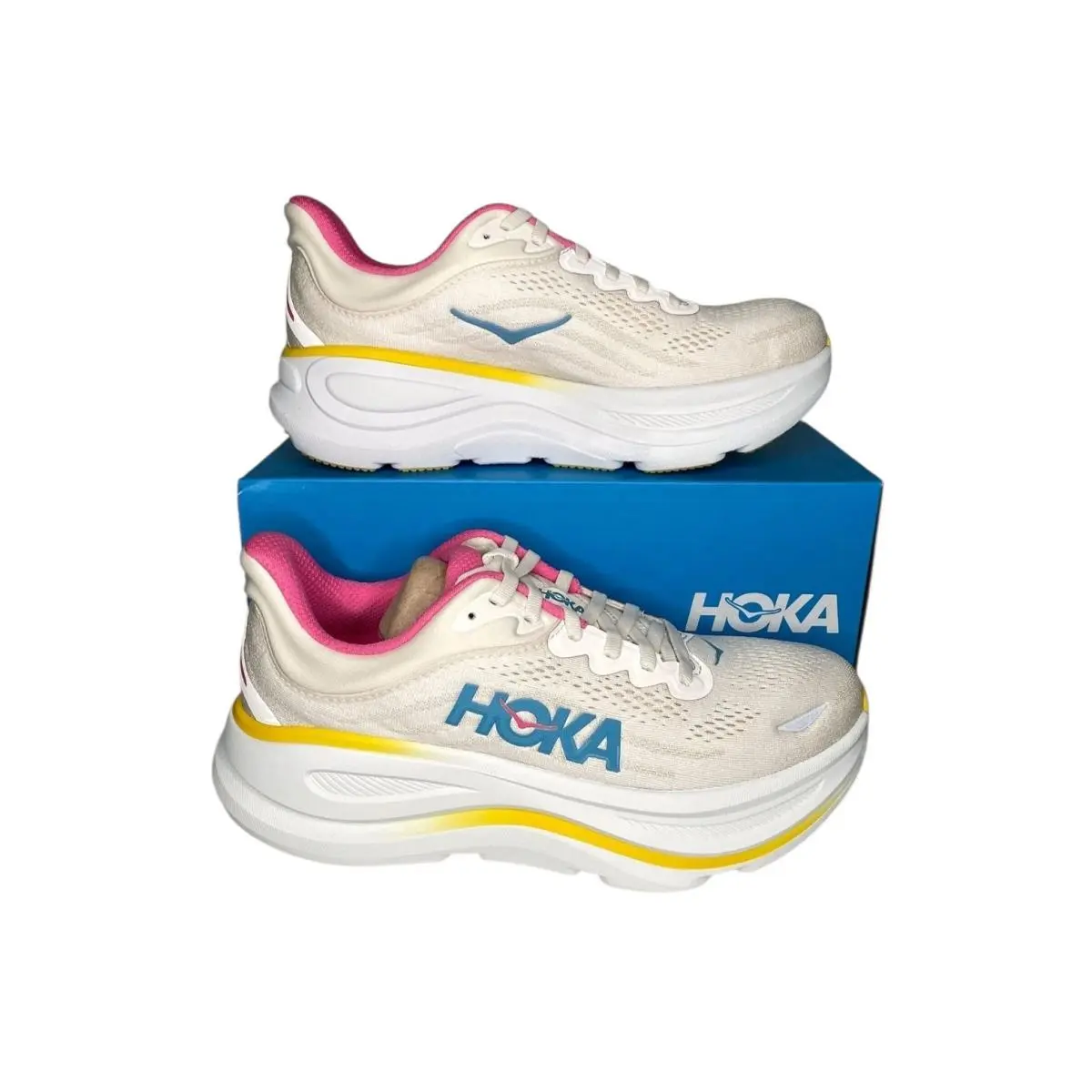 Hoka Bondi 9 Running Shoes Albst Alabaster Birch Women`s Size 11B