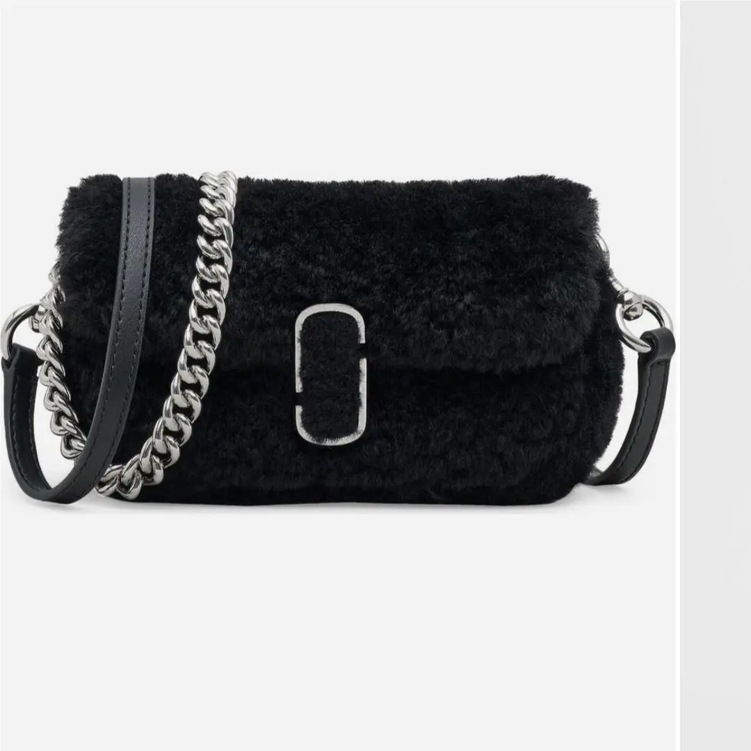 Marc Jacobs The Teddy J Marc Fur Mini Shoulder Crossbody Bag Black