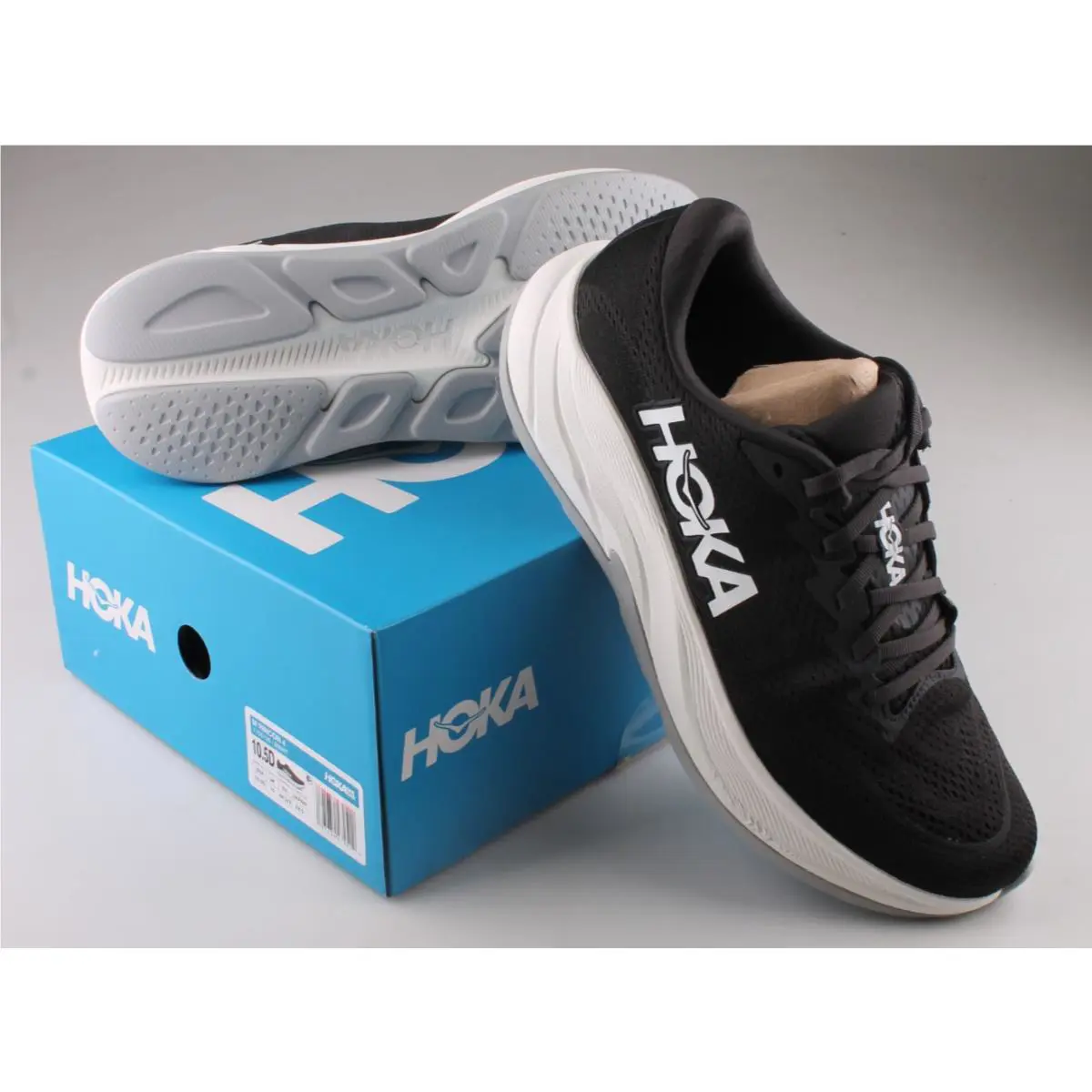 Hoka One Rincon 4 1155130-BWHT Sneakers Mens Black White Road Running Shoes 10.5 - Black
