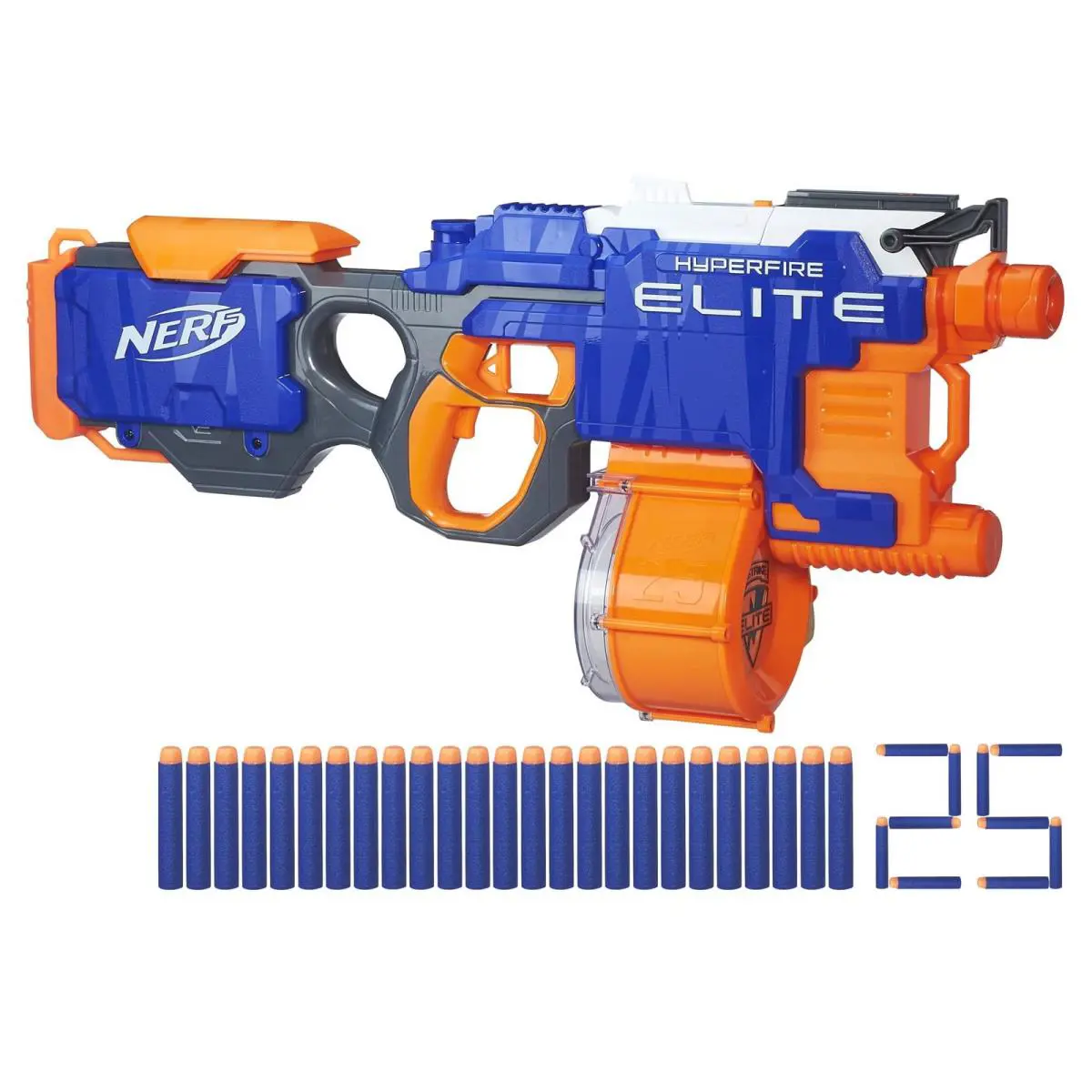 Nerf Hyperfire Motorized Elite Blaster 25-Dart Drum Fires Up to 5 Darts