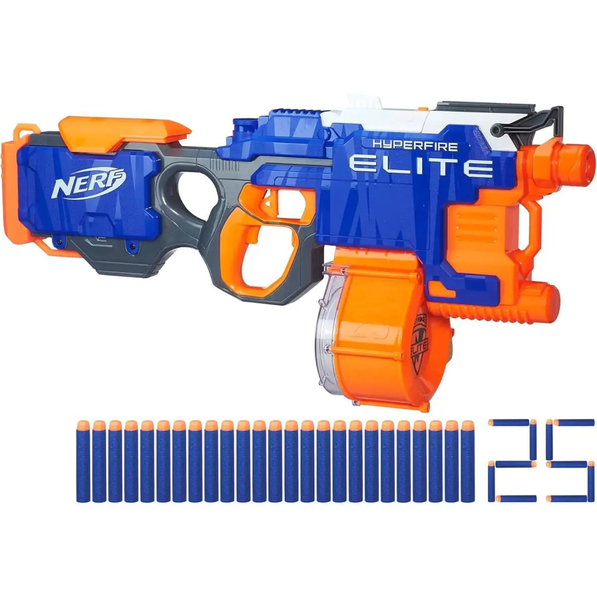Nerf Hyperfire Elite Blaster Motorized 25-Dart Drum 5 Darts/sec w/ Darts