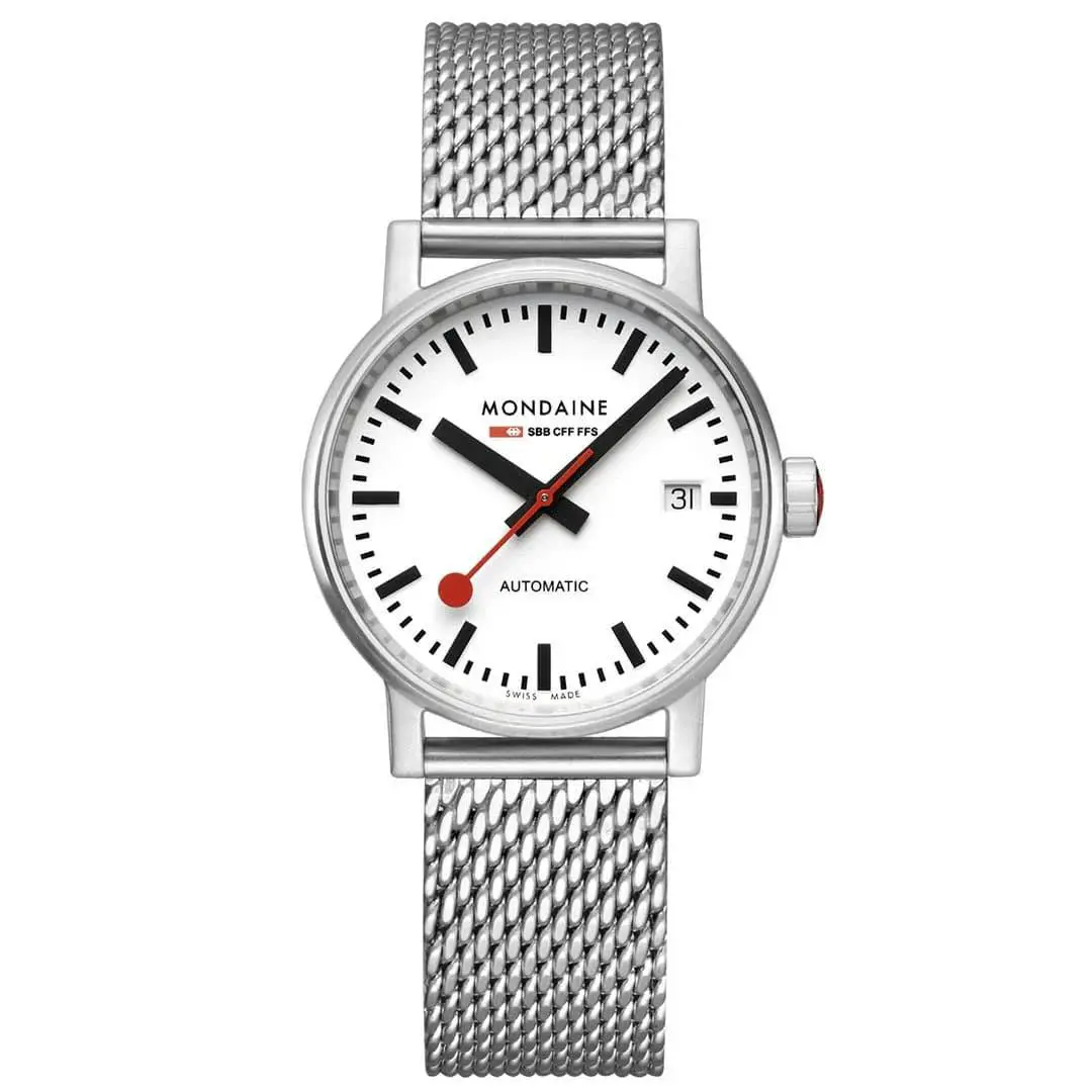 MSE.35610.SM EVO2 35 mm Steel Mesh Bracelet Date Automatic Wrist Watch by Mondaine